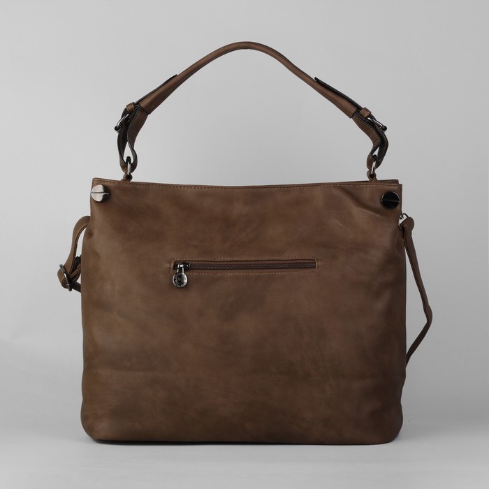 Сумка женская на молнии, 1 отдел с перегородкой, наружный карман, коричневая