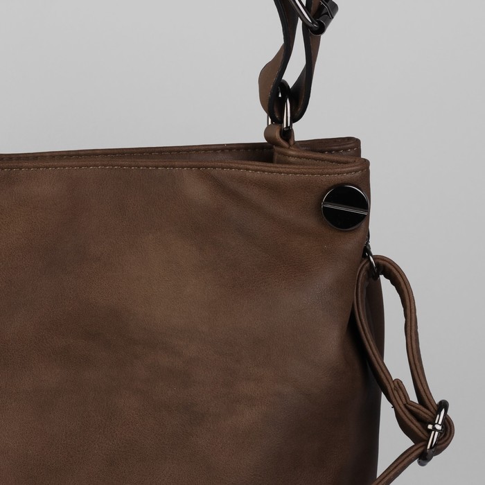 Сумка женская на молнии, 1 отдел с перегородкой, наружный карман, коричневая