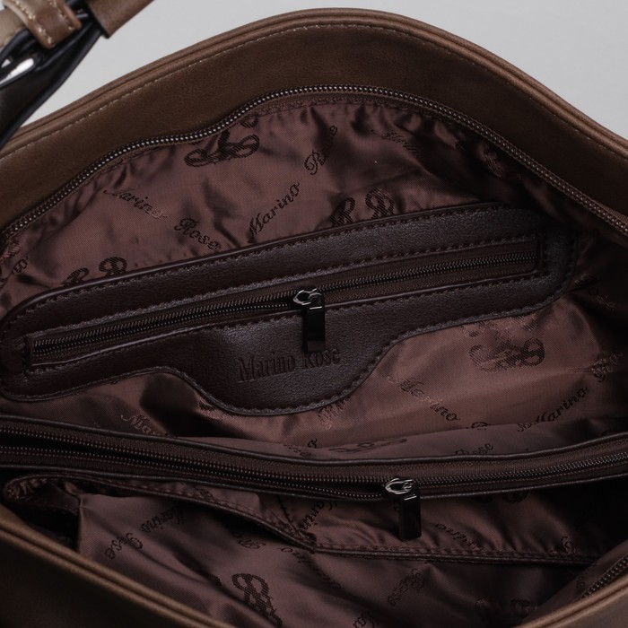 Сумка женская на молнии, 1 отдел с перегородкой, наружный карман, коричневая