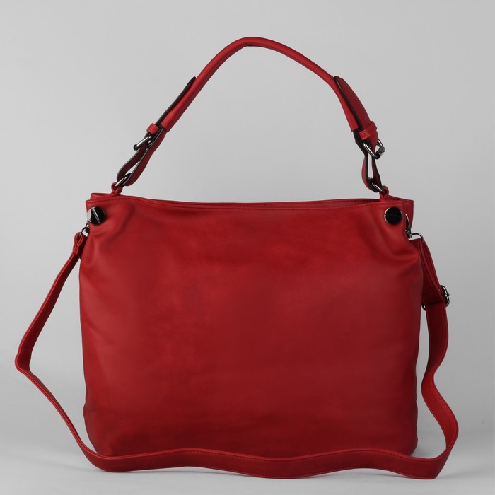 Сумка женская на молнии, 1 отдел с перегородкой, наружный карман, красная