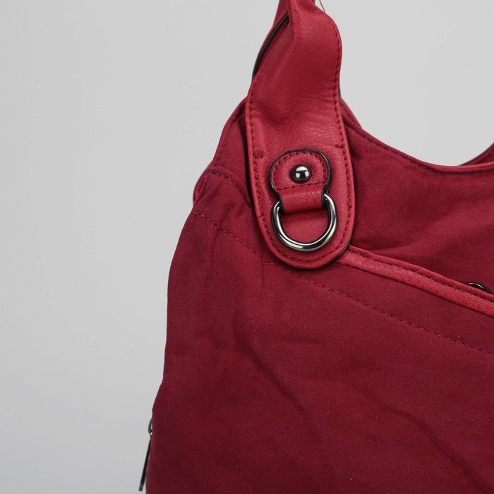 Сумка женская на молнии, 3 отдела, 2 наружных кармана, красная