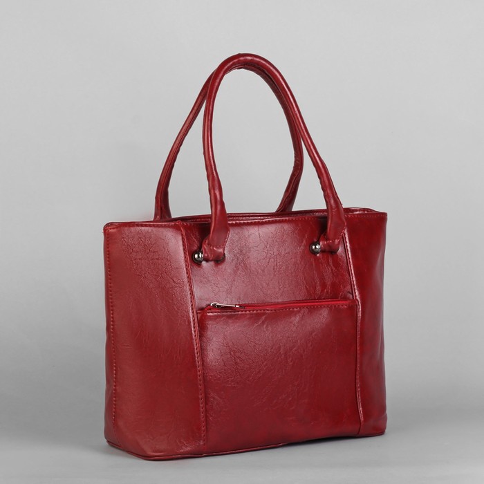 Сумка женская на молнии, 1 отдел с перегородкой, 2 наружных кармана, красная