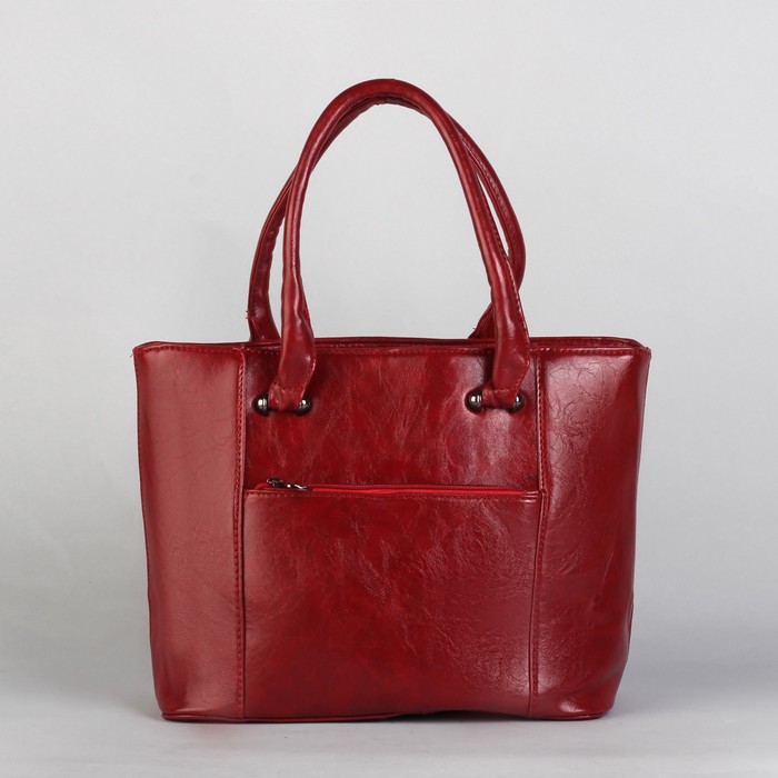 Сумка женская на молнии, 1 отдел с перегородкой, 2 наружных кармана, красная