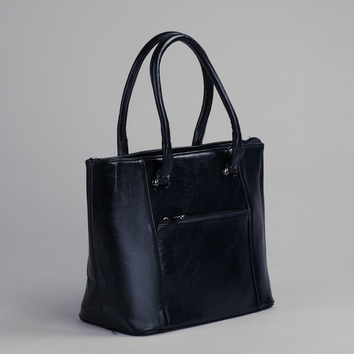 Сумка женская на молнии, 1 отдел с перегородкой, 2 наружных кармана, синяя