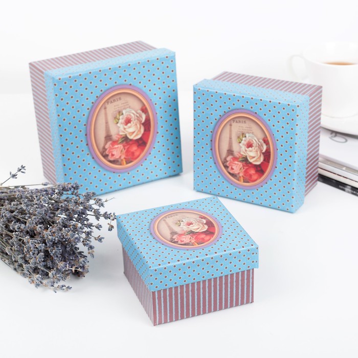 Набор коробок 3в1 "Цветы Парижа" 13 х 13 х 8 - 7 х 7 х 6 см