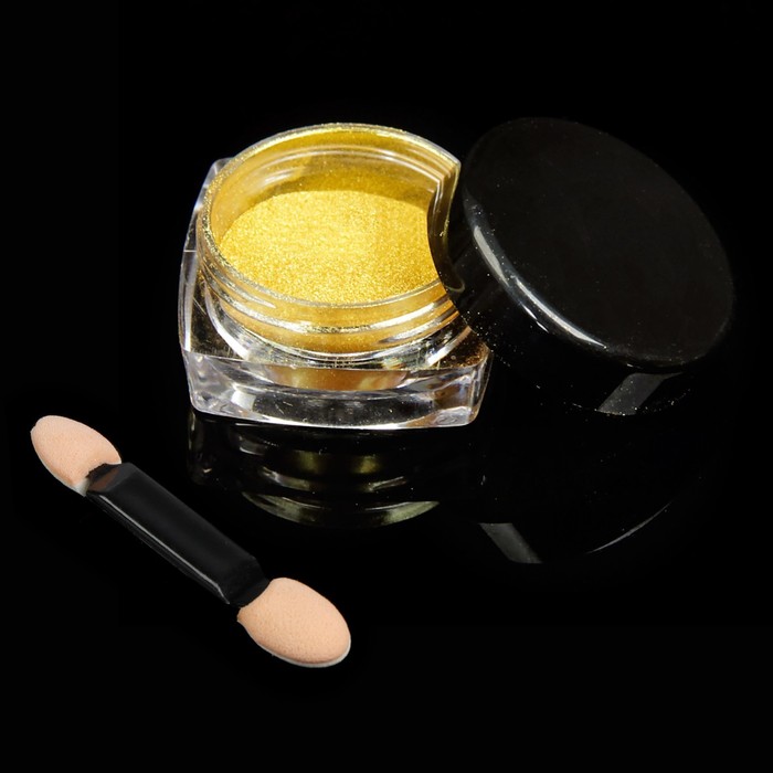 Втирка "Зеркальный блеск" для декора ногтей, 3гр, с блёстками, с аппликатором, цвет золотой