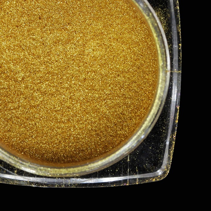 Втирка "Зеркальный блеск" для декора ногтей, 3гр, с блёстками, с аппликатором, цвет золотой