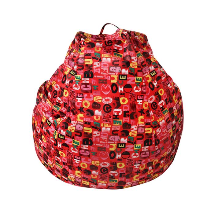Кресло-мешок Пятигранный d82/h110 цв Mini bukvy red (нейлон красный) (1)