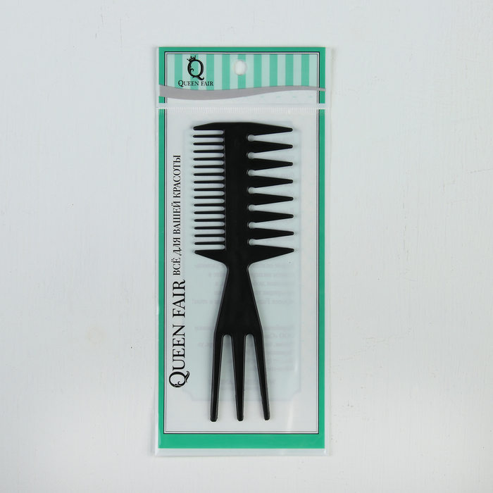 Расчёска-трезубец трёхсторонняя, цвет чёрный