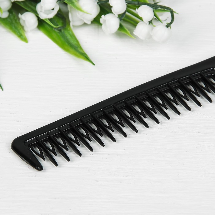 Расчёска двусторонняя, узкая, с металлическими зубьями, чёрная