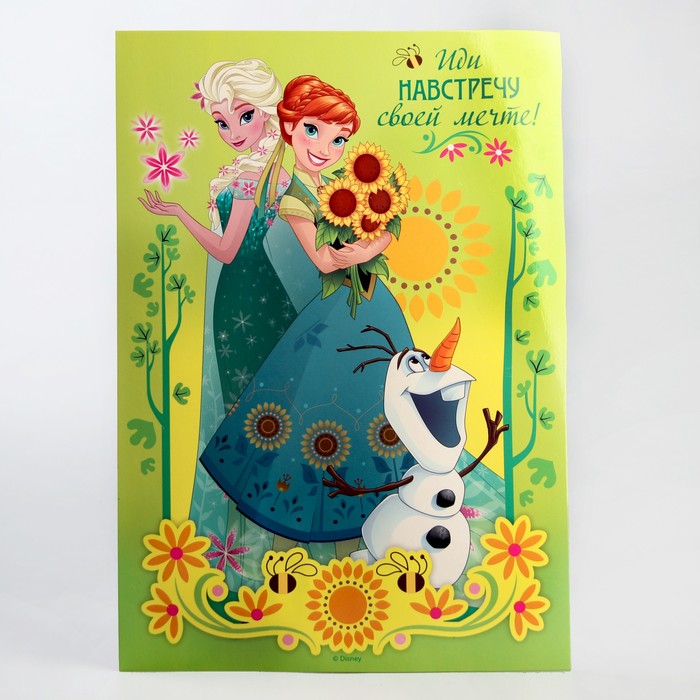 Аппликация "Иди на встречу своей мечте", Холодное сердце, пайетки, блестки, стразы, А4