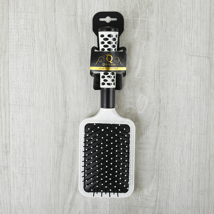 Расчёска массажная, широкая, цвет чёрный/белый