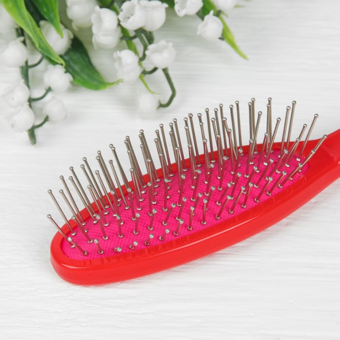 Расчёска массажная, овальная, цвет розовый