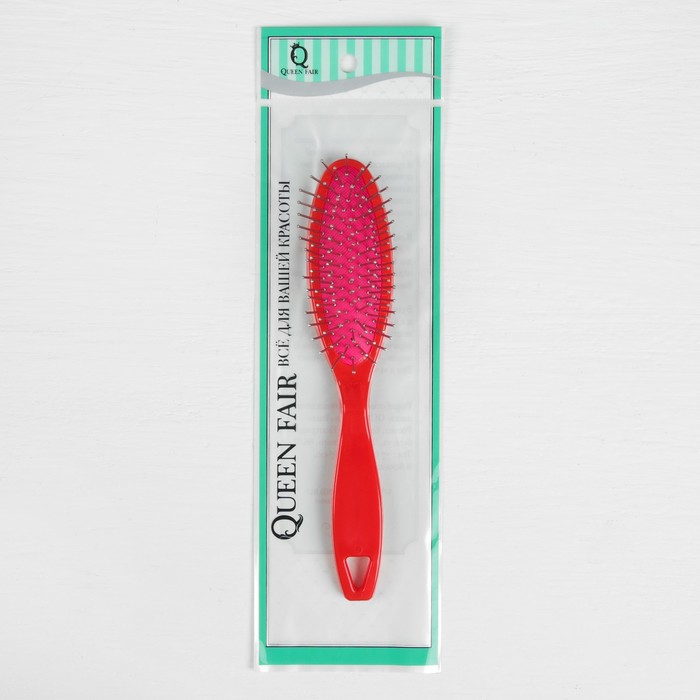 Расчёска массажная, овальная, цвет розовый