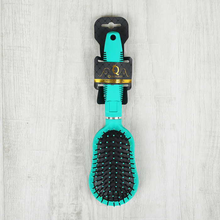 Расчёска массажная, прорезиненная, комбинированная, овальная, цвет бирюзовый