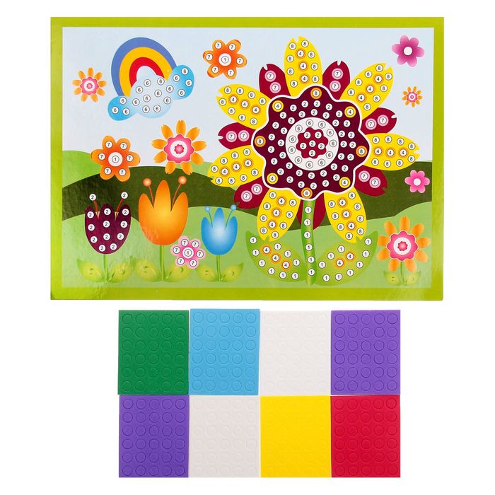 Мозаика стикерная "Цветочек на полянке", круглые элементы