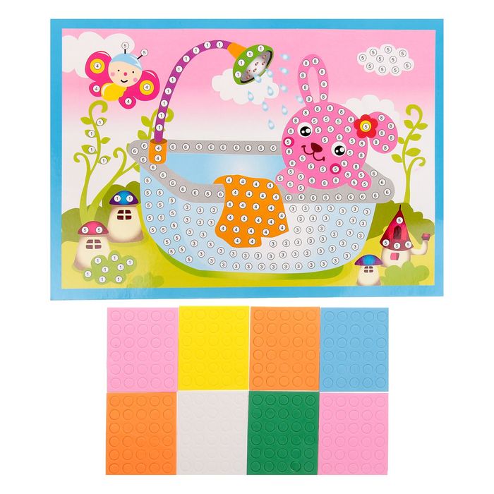 Мозаика стикерная "Зайка в ванной", круглые элементы