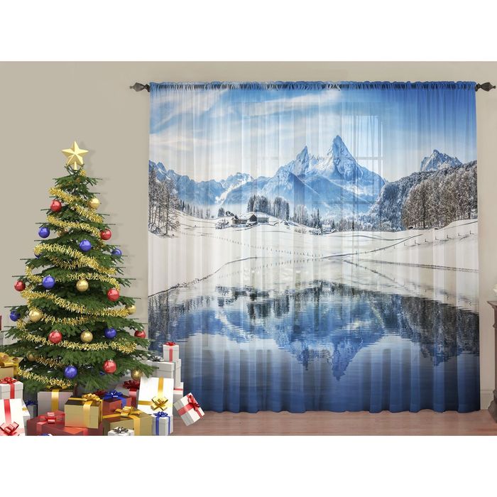 Тюль Зимняя лагуна 145*270 +/-5 см 2 шт, шифон, п/э