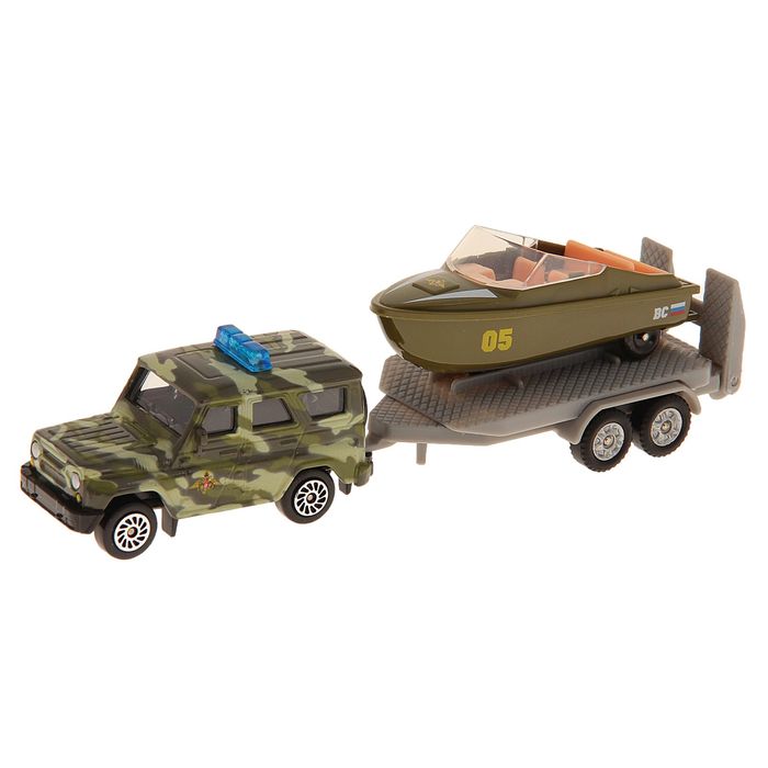 Машина металлическая "УАЗ с лодкой на прицепе"