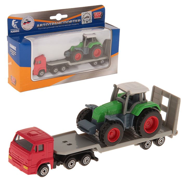 Машина металлическая "Камаз транспортер с трактором"