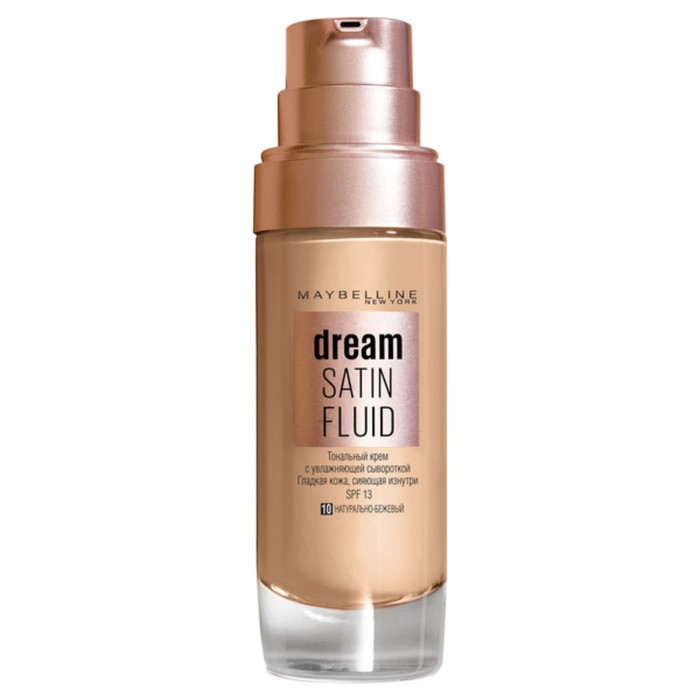 Тональный крем-флюид для лица Maybelline Dream Satin Fluid, не забивает поры, оттенок 10, натурально