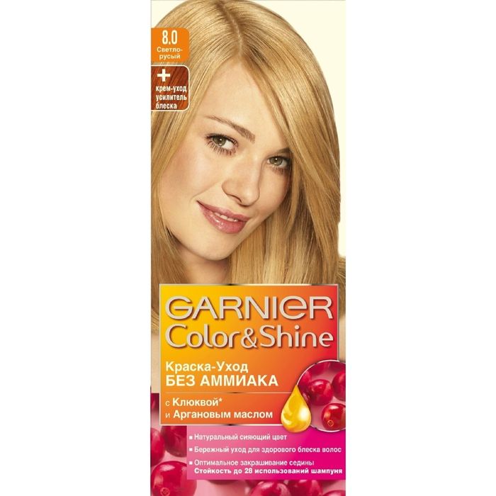 Краска для волос Garnier Color &amp; Shine, без аммиака, оттенок 8.0, светло-русый, 110 мл