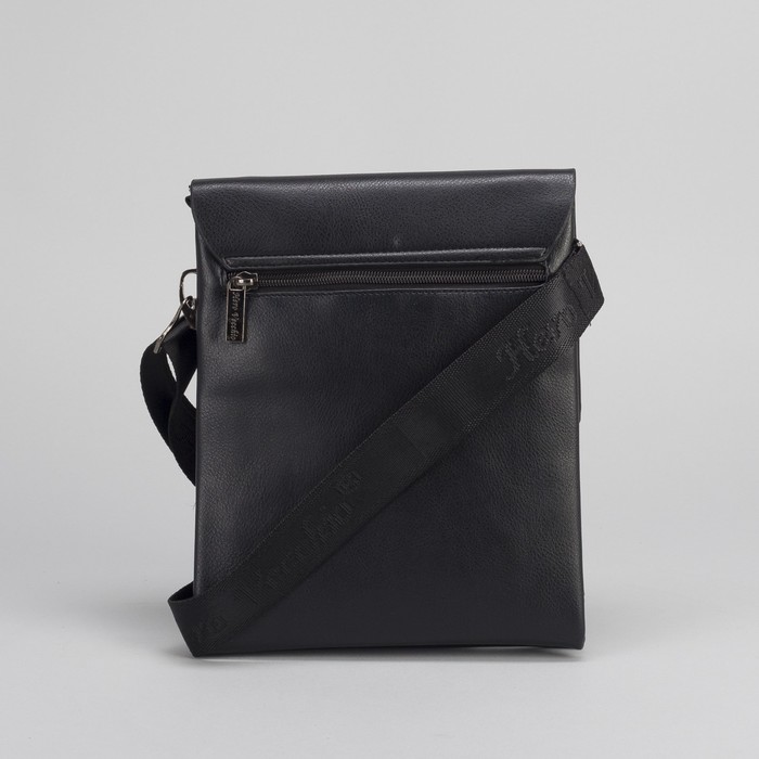 Планшет мужской, 3 отдела, наружный карман, длинный ремень, чёрный