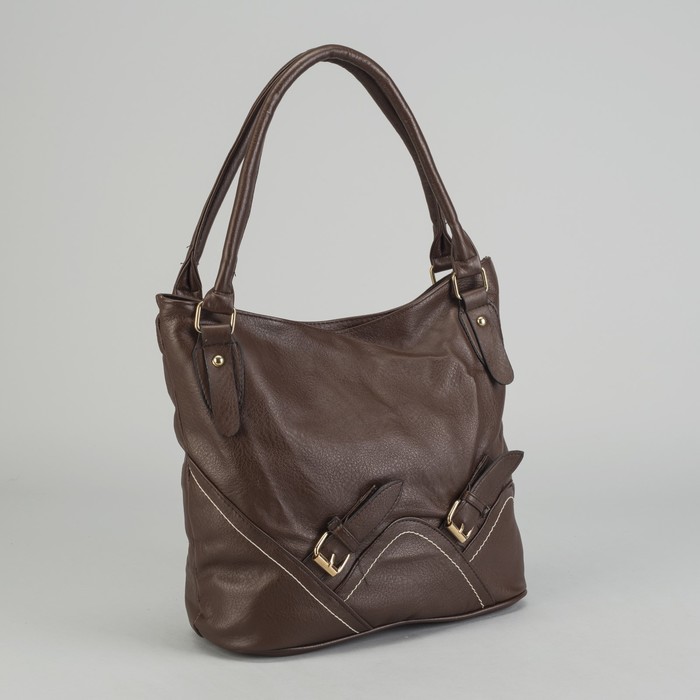 Сумка женская на молнии, 1 отдел, наружный карман, коричневая