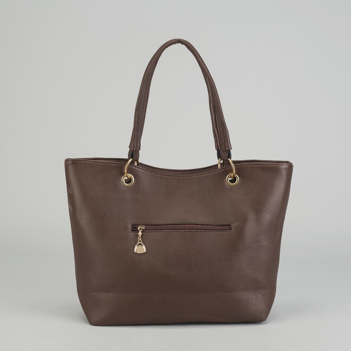 Сумка женская на молнии, 1 отдел с перегородкой, наружный карман, коричневая