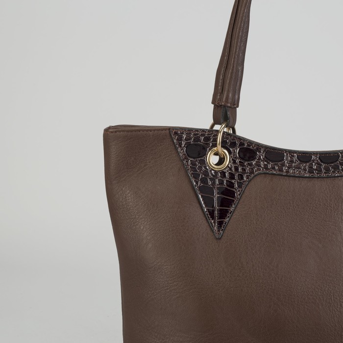 Сумка женская на молнии, 1 отдел с перегородкой, наружный карман, коричневая