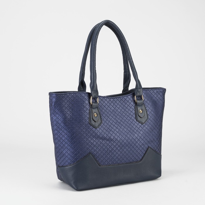 Сумка женская на молнии, 1 отдел с перегородкой, наружный карман, синяя