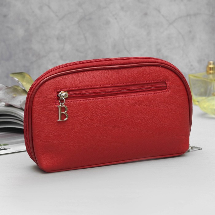 Клатч женский, 4 отдела, с ручкой, цвет красный