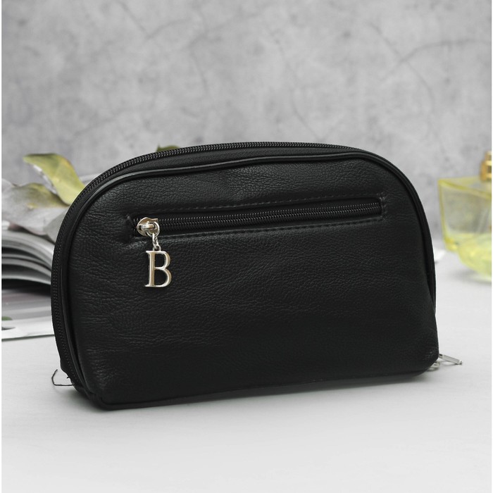 Клатч женский, 4 отдела, с ручкой, цвет чёрный