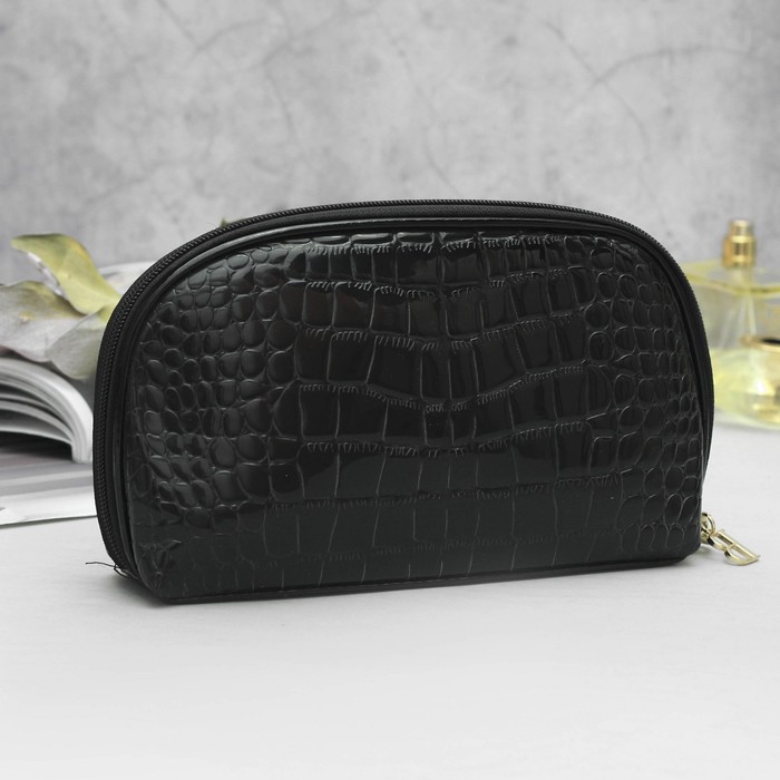 Клатч женский, 4 отдела, с ручкой, цвет чёрный