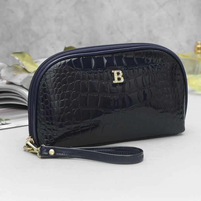 Клатч женский, 4 отдела, с ручкой, цвет синий