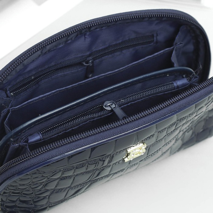 Клатч женский, 4 отдела, с ручкой, цвет синий