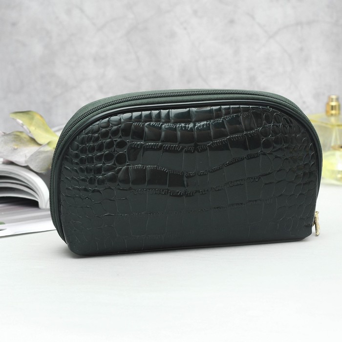 Клатч женский, 4 отдела, с ручкой, цвет зелёный