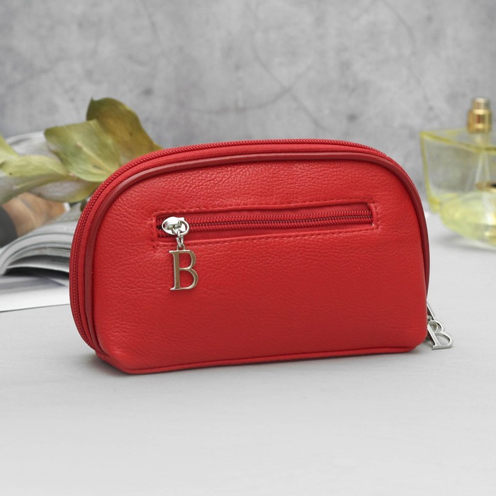 Клатч женский, с ручкой, 4 отдела, цвет красный