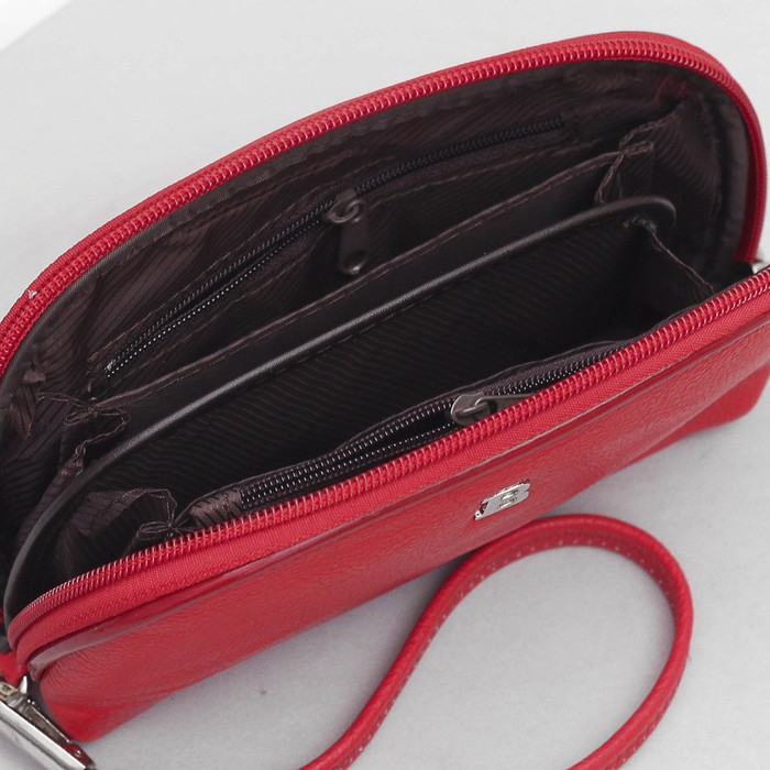 Клатч женский, с ручкой, 4 отдела, цвет красный