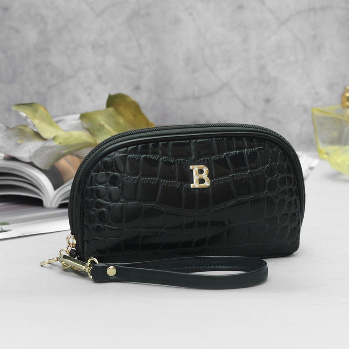 Клатч женский, 4 отдела, с ручкой, цвет зелёный