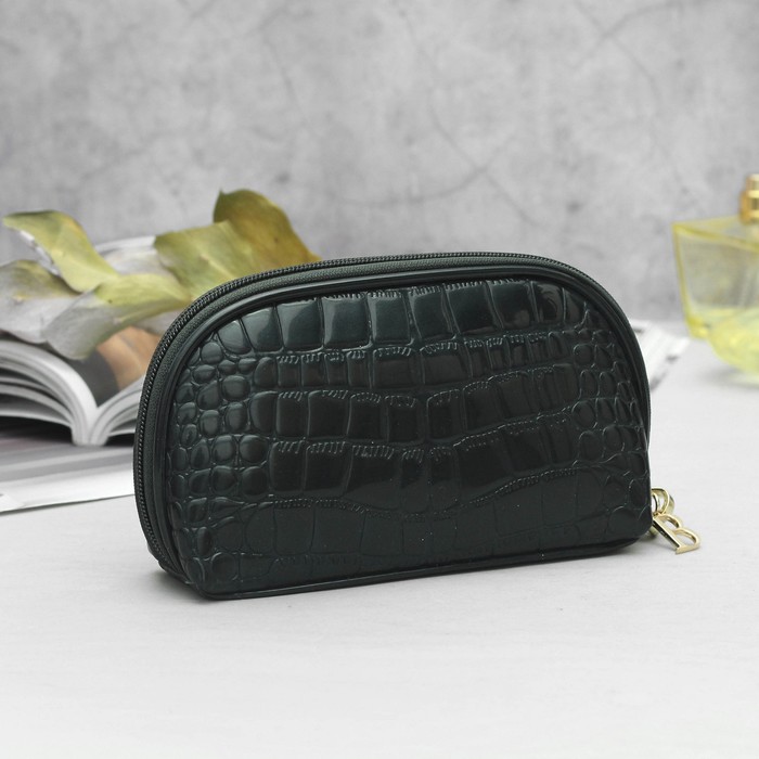 Клатч женский, 4 отдела, с ручкой, цвет зелёный