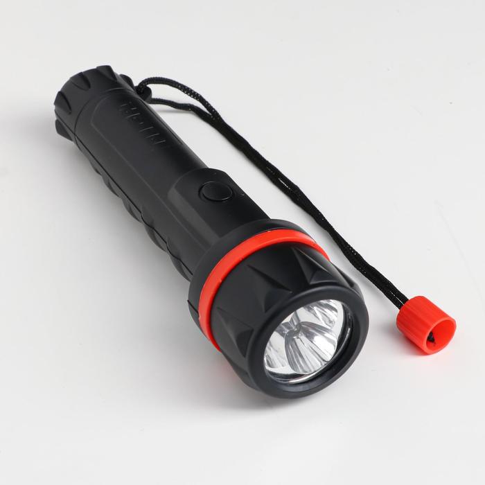 Фонарь ручной «Рекорд» ММ-0203, 3 светодиода, чёрный с красным ободом