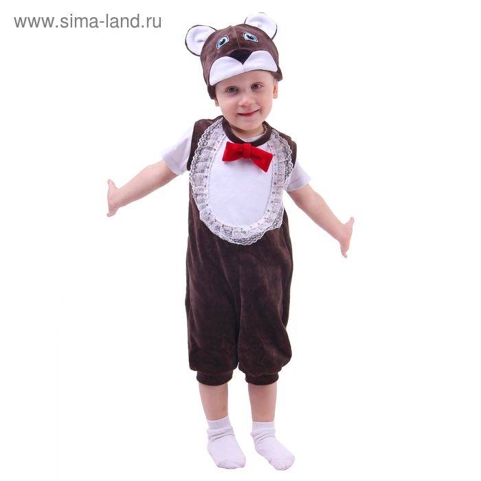 Карнавальный костюм для мальчика от 1,5-3-х лет Медвежонок, велюр, комбинезон, шапка