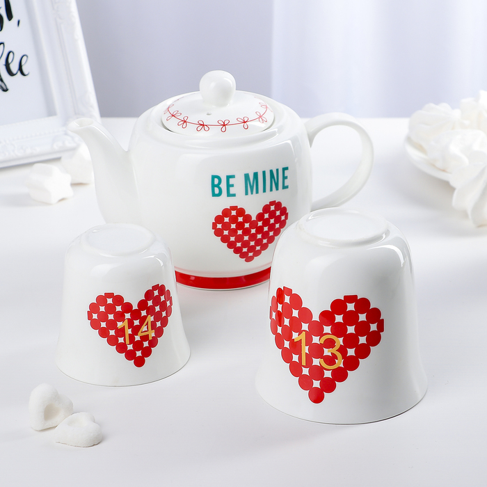 Набор чайный 3 предмета "Одуванчики": чайник 350 мл, чашка 350/250 мл, блюдца 19х10,5х19 см