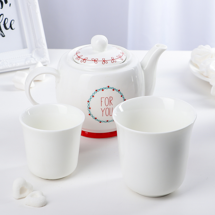 Набор чайный 3 предмета "Одуванчики": чайник 350 мл, чашка 350/250 мл, блюдца 19х10,5х19 см