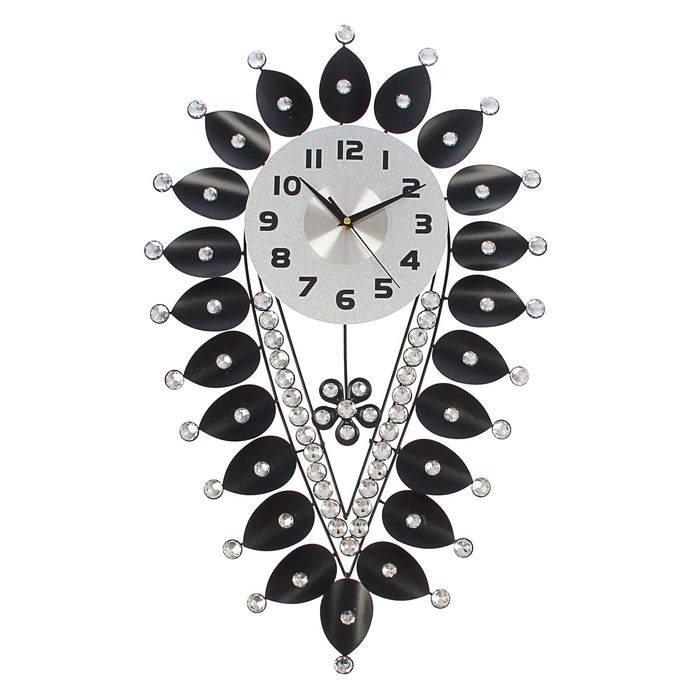 Часы настенные интерьерные "Серия Ажур. Пёрышко", циферблат хром