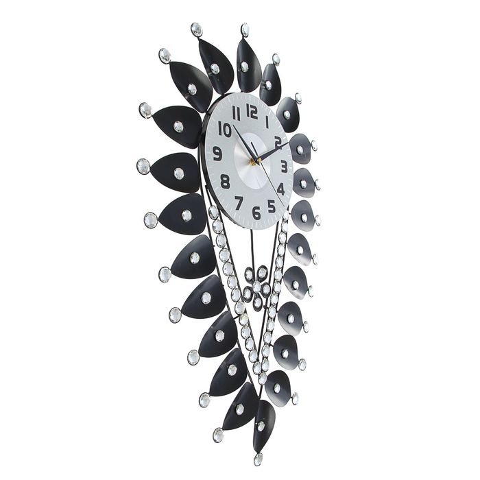 Часы настенные интерьерные "Серия Ажур. Пёрышко", циферблат хром