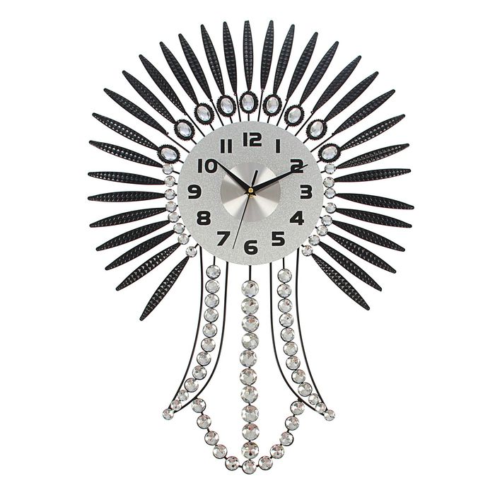 Часы настенные интерьерные "Серия Ажур. Корона в пёрышках"