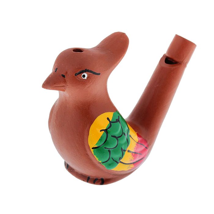 Свистулька керамическая водяная &quot;Птичка с цветными крылышками&quot;