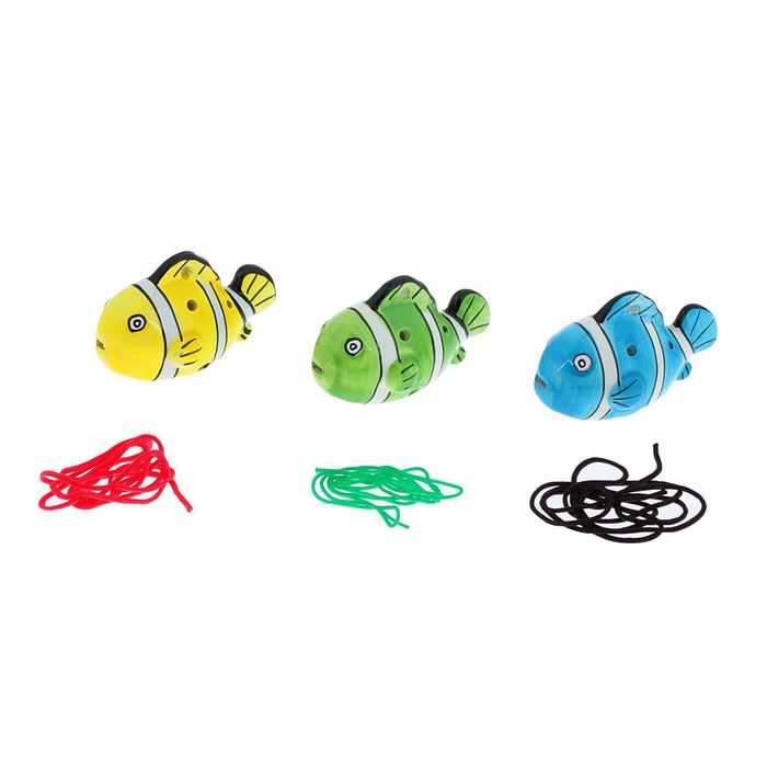 Свистулька керамическая &quot;Рыбка&quot; с веревочкой, цвета МИКС